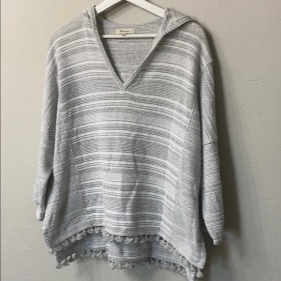 Madewell grey striped pop over sweater size M/L - Picture 4 of 14